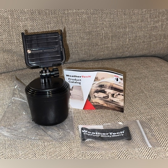 WeatherTech Black CupFone Cell Phone Holder & WeatherTech Sticky Sleeve - Picture 1 of 8